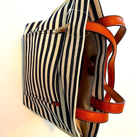 Francesca’s Blue and White Stripe canvas tote bag☀️ - Picture 2 of 8